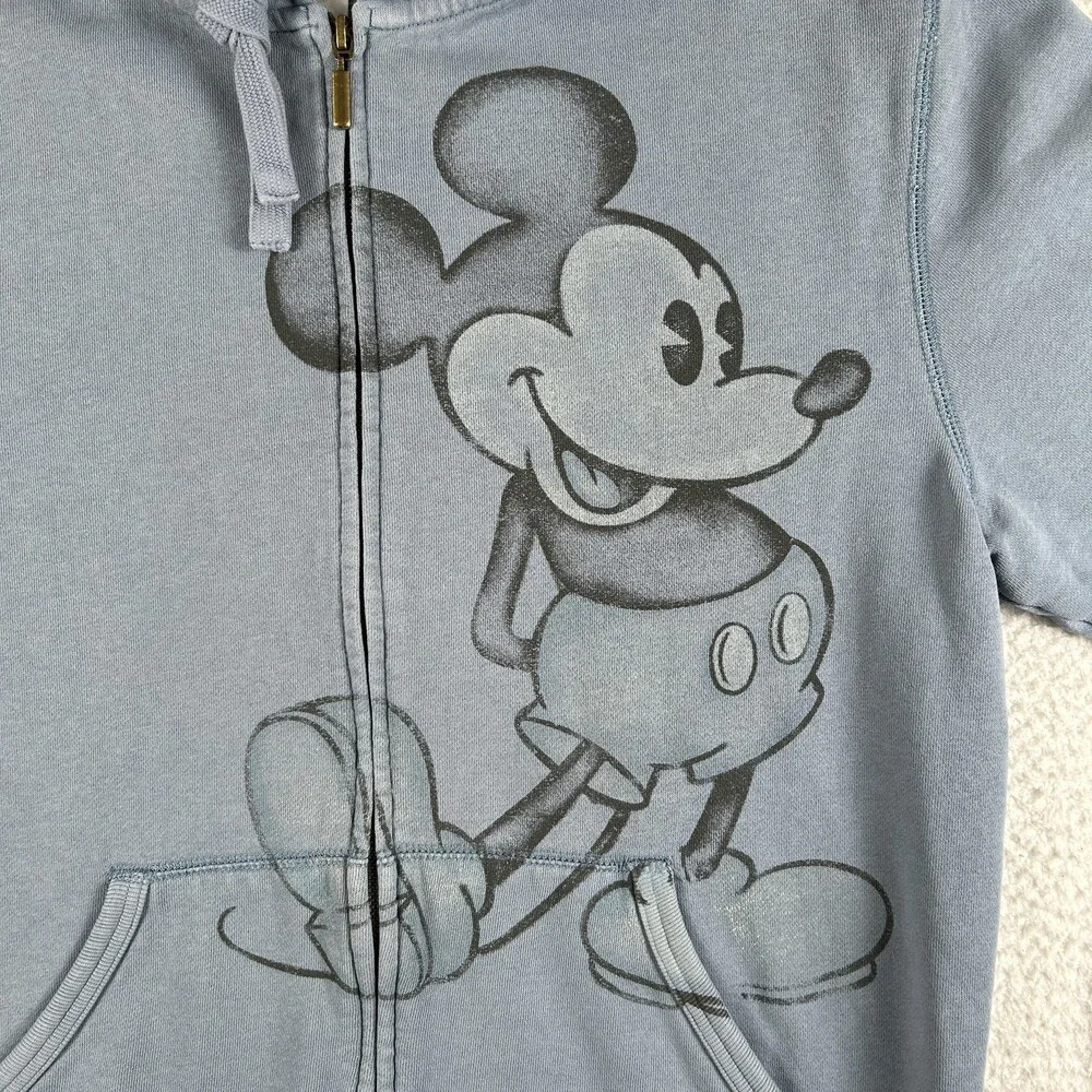 Disney Hoodie Mens Small Blue Full Zip Mickey Mouse Walt Disney World Graphic